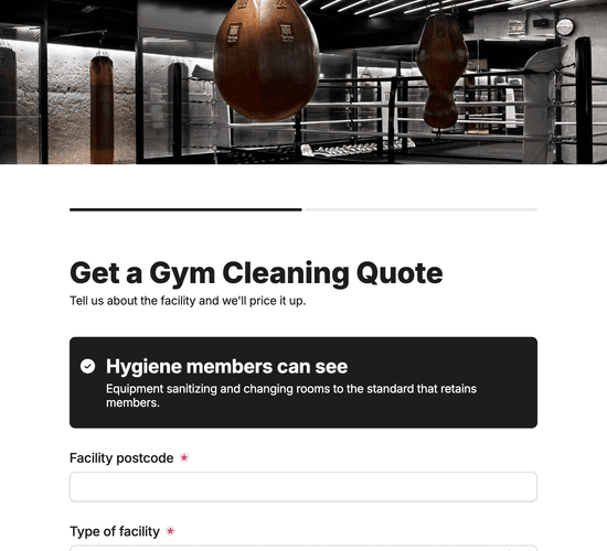 Gym Cleaning Quote Request Form