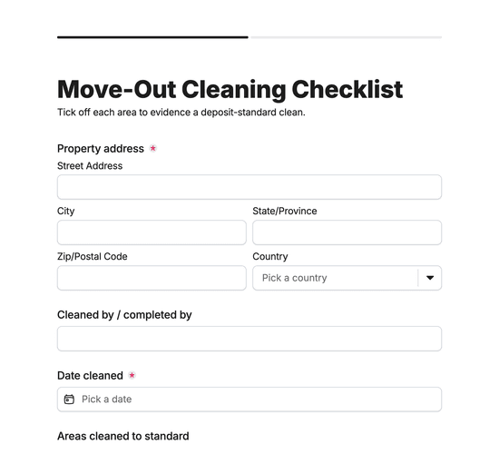 Move-Out Clean Inventory & Checklist Form