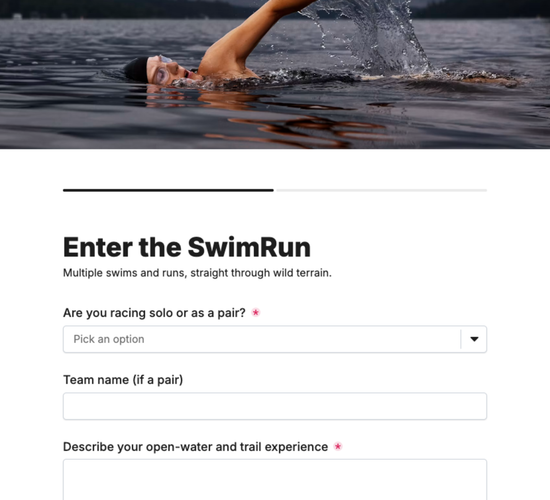 SwimRun Event Registration Form