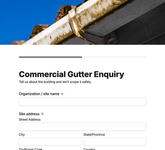 Commercial & Industrial Gutter Cleaning Enquiry Form