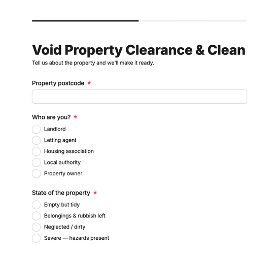 Void Property Clearance & Clean Form