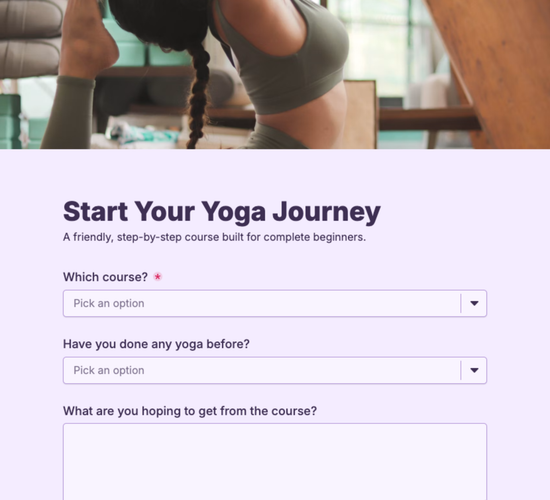 Beginners Yoga Course Registration Form