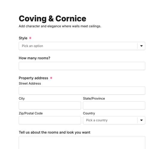 Coving & Cornice Inquiry Form