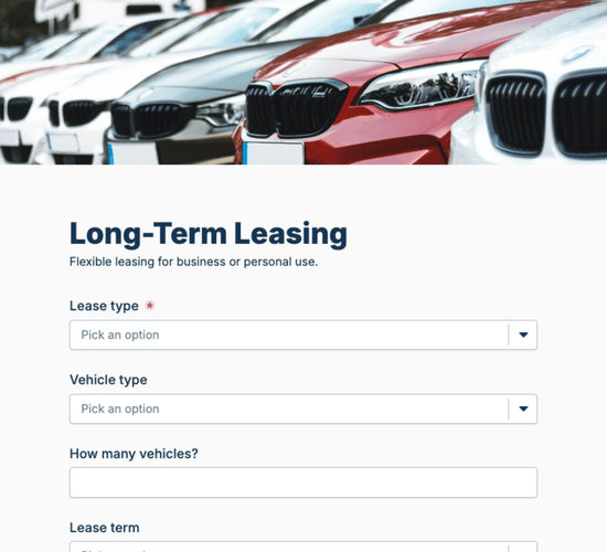 Long Term Vehicle Lease Inquiry Form