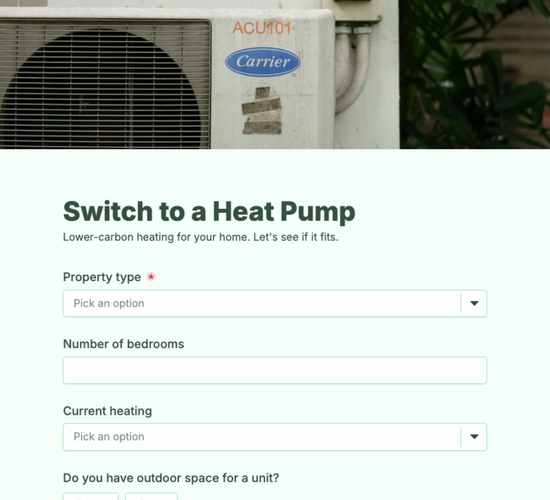Heat Pump Installation Inquiry Form