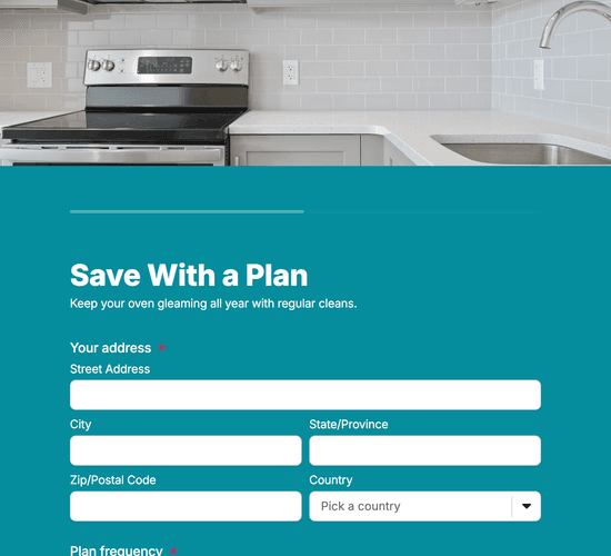 Recurring Oven Cleaning Plan Sign-Up Form
