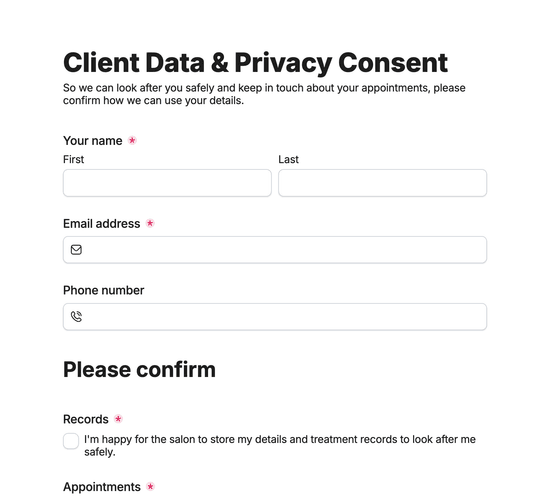 Salon Client Data & Privacy Consent Form