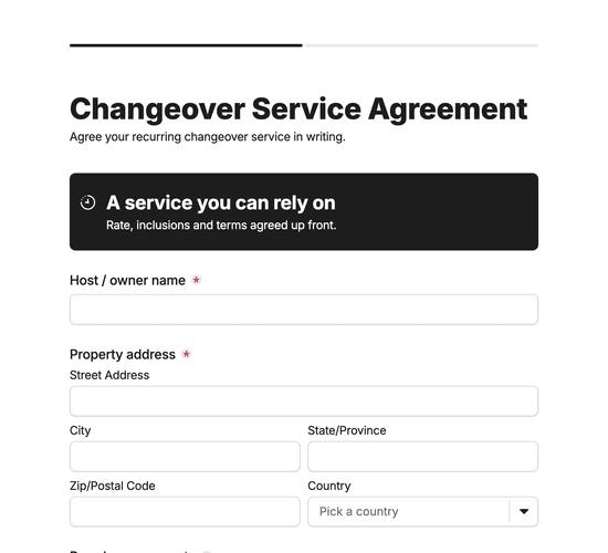 Changeover Service Agreement Form
