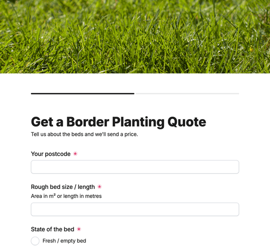 Border & Bedding Planting Quote Form