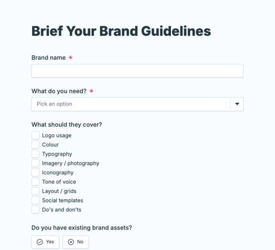 Brand Guidelines Brief Form