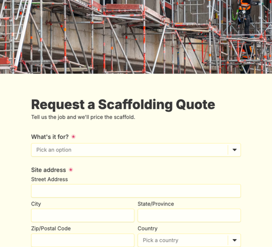Scaffolding Quote Request Form