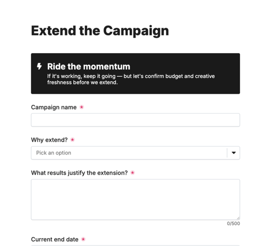 Campaign Extension Request Form