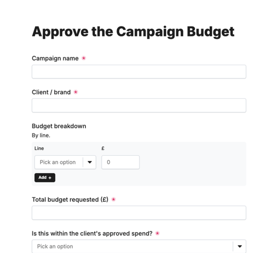 Campaign Budget Approval Form