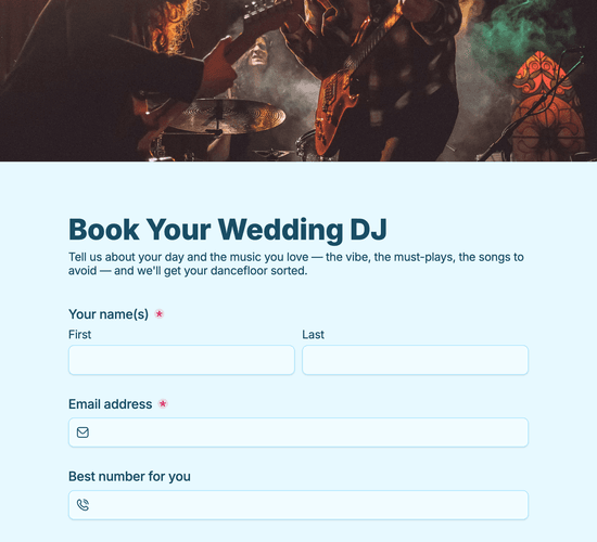 Wedding DJ Booking Form