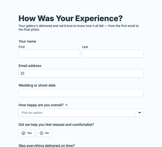Photography Feedback Form