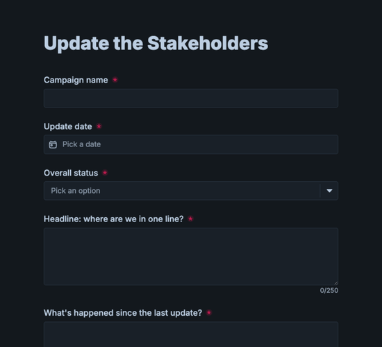 Campaign Stakeholder Update Form