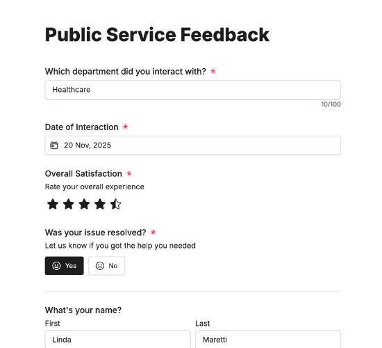 Public Service Feedback Form