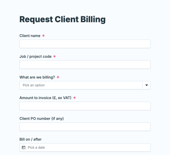 Client Invoice & Billing Request Form