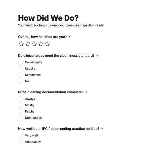Clinical Cleaning Audit & Feedback Form