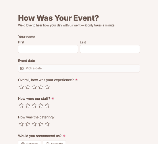 Venue Feedback Form