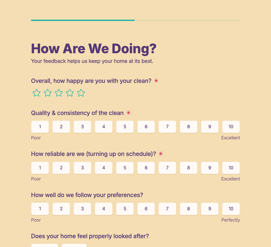 Domestic Cleaning Feedback Form