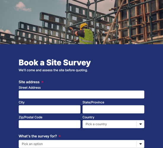 Building Site Survey Booking Form