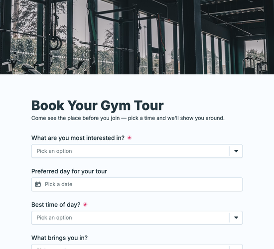 Gym Tour Booking Form