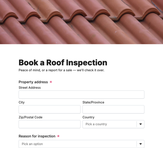 Roof Inspection Booking Form