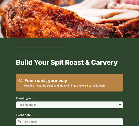 Spit Roast & Carvery Package Builder Form