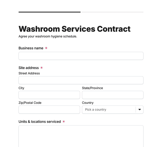 Washroom Services Contract Agreement Form