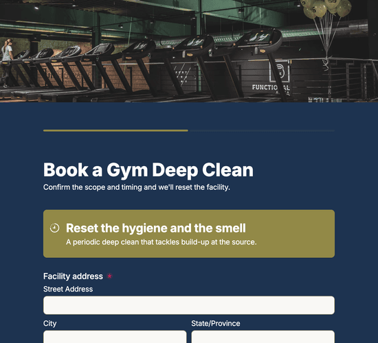 Gym Deep Clean & Sanitization Booking Form