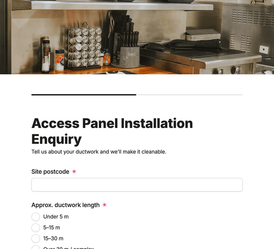 Ductwork Access Panel Installation Enquiry Form