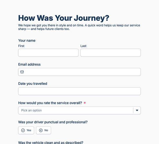 Transport Feedback Form