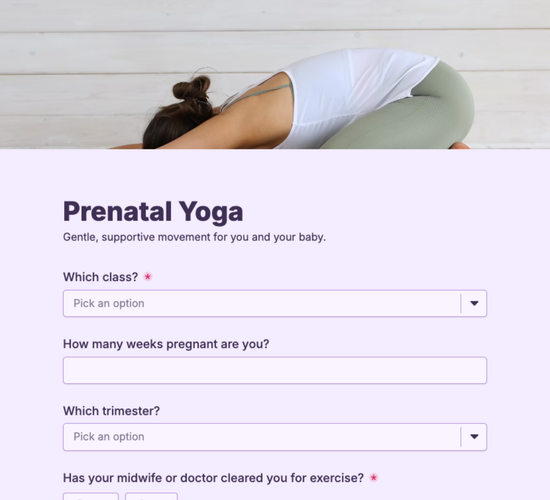 Prenatal Yoga Booking Form
