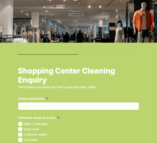 Shopping Center & Mall Cleaning Enquiry Form