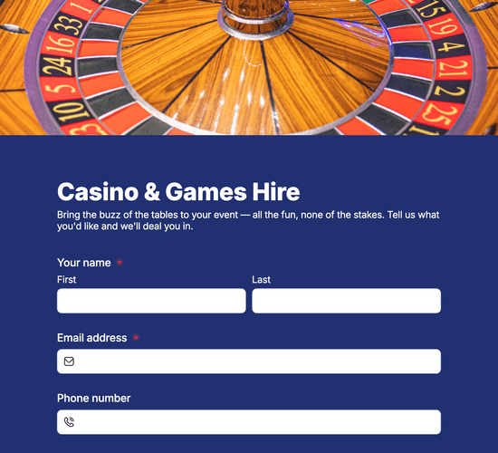 Casino & Games Hire Form