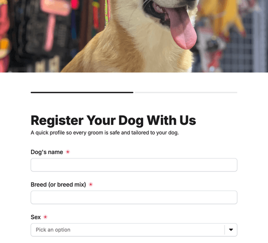 New Grooming Client & Dog Registration Form