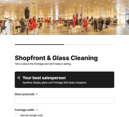 Shopfront & Glass Cleaning Enquiry Form