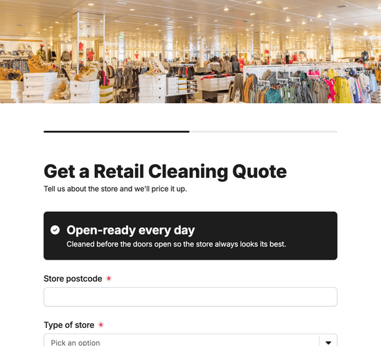 Retail Cleaning Quote Request Form