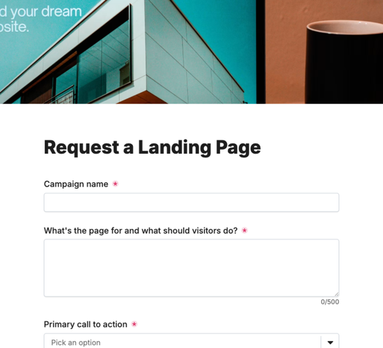 Campaign Landing Page Request Form