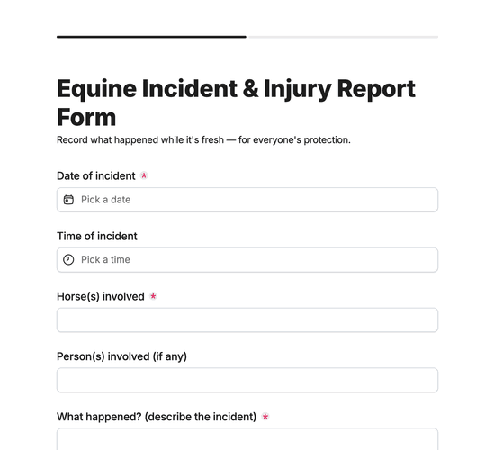 Equine Incident & Injury Report Form