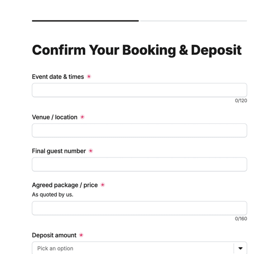 Coffee Van Booking & Deposit Agreement Form