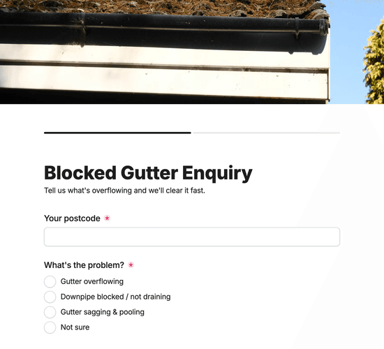 Gutter Clearing & Unblocking Enquiry Form