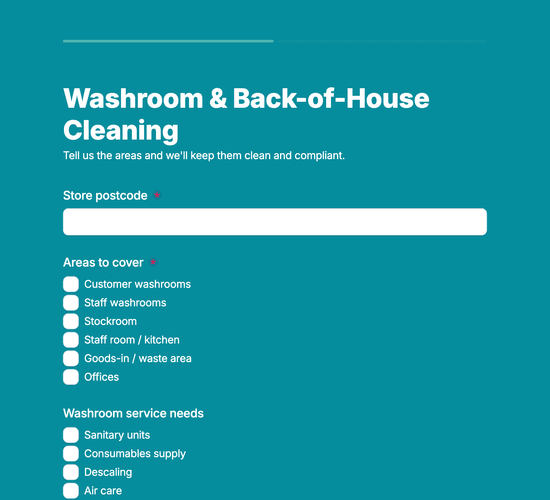 Retail Washroom & Back-of-House Cleaning Form