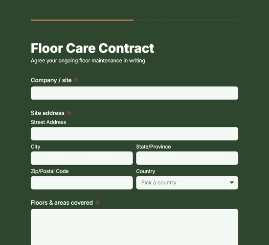 Floor Care Contract Agreement Form
