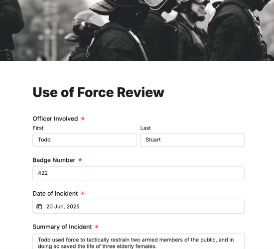 Use of Force Review Form
