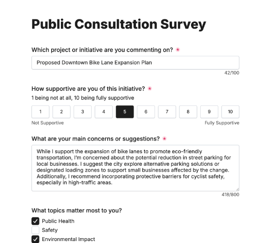 Public Consultation Survey Form