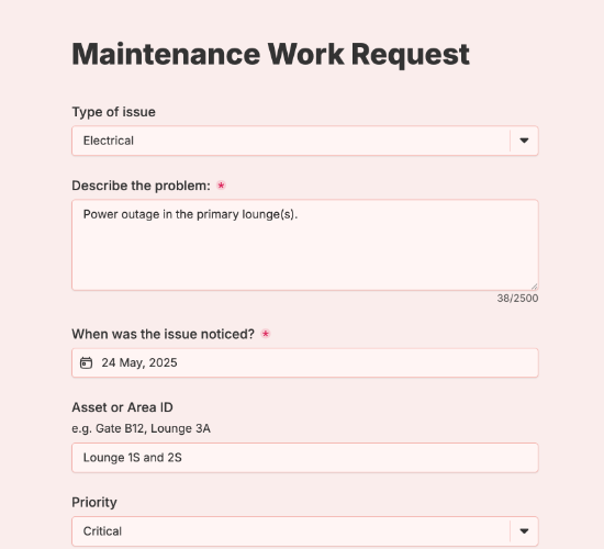 Maintenance Work Request Form