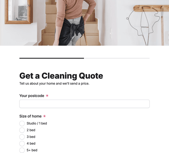 Domestic Cleaning Quote Request Form