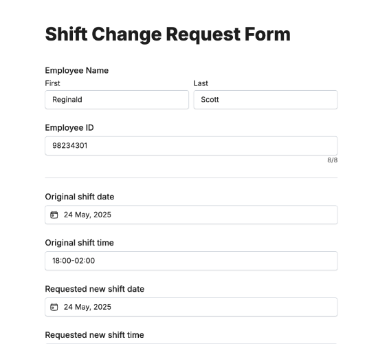 Shift Change Request Form